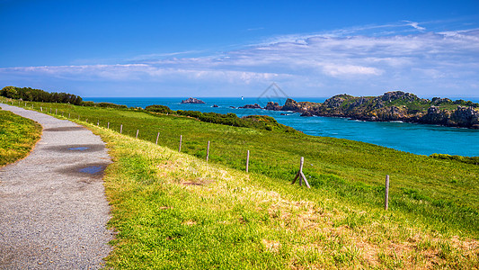 法国坎昆 布列塔尼 欧洲 日内瓦旅行悬崖海浪支撑足尖天际全景海岸线海景阳光图片