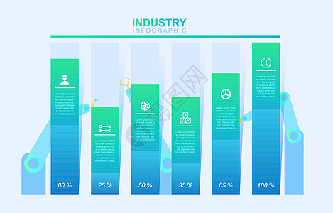 条形图图表财务分析统计工厂工业业务 Infographi网络金融小册子年度技术进步数据商业生长数字图片