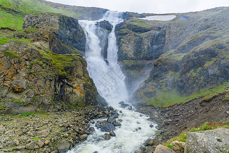 Rjukandi瀑布 东冰岛戒指岩石溪流旅行流动白色力量风景图片