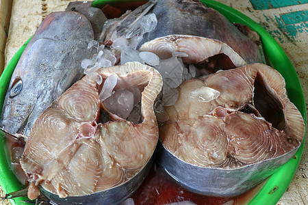 鱼市场冰上的新鲜海鲜 在金巴兰鱼市出售的鲜鱼  传统的当地 巴厘岛金巴兰鱼市的异国情调鱼店铺海洋贝类甲壳螃蟹美食镀金头营养动物蛤图片
