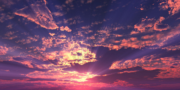 日落日出与射线和其他大气效果 3d 它制作图案场景高颜值气候阳光天空自由地平线力量太阳光橙子图片