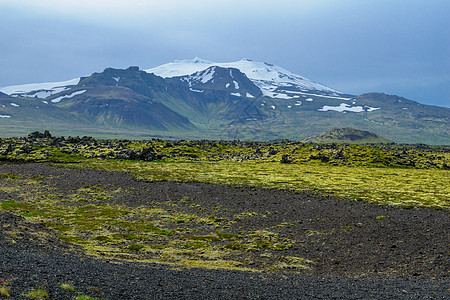 地貌景观和斯奈费勒斯乔库尔火山公园戏剧性土地旅行全景岩石地标荒野冰川爬坡图片