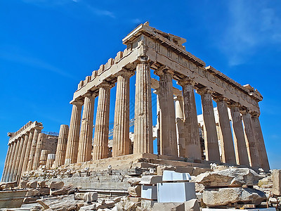 希腊雅典著名的基督教会寺庙希腊雅典神话蓝色建筑学古董首都地方地标发掘旅行访问图片