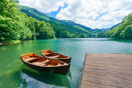 Biograd湖的码头和船只公园森林旅游天空绿色假期风景旅行木头国家图片