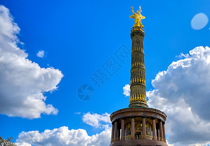 德国柏林的胜利专栏蓝色建筑吸引力首都景观纪念碑雕塑旅游柱子旅行图片