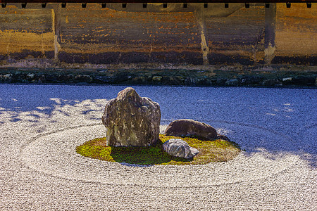 在京都的风月之二岩花园公园旅馆旅行花园地标岩石佛教徒碎石寺庙石头图片