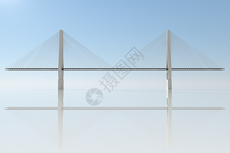 有白色桥桥的吊架桥 3D运输天空支架交通立交桥工程桥梁小样建筑学蓝色图片