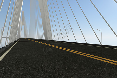 悬吊桥上的斜坡公路 3D翻转建筑师工程桥梁交通天空立交桥运输项目沥青基础设施图片
