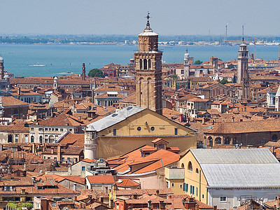 从坎帕尼莱从圣斯特凡诺方向 可以看到威尼斯的空中景象旅行全景鸟瞰图历史性假期教会景观地标世界观光图片
