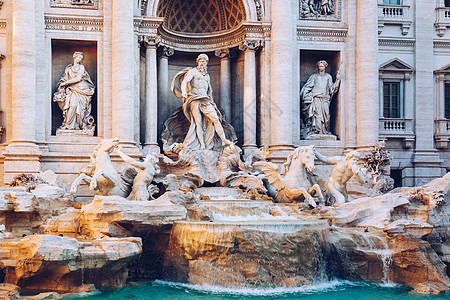 许愿池 在罗马 意大利全景风格历史地标艺术纪念碑海王星文化雕像雕塑图片