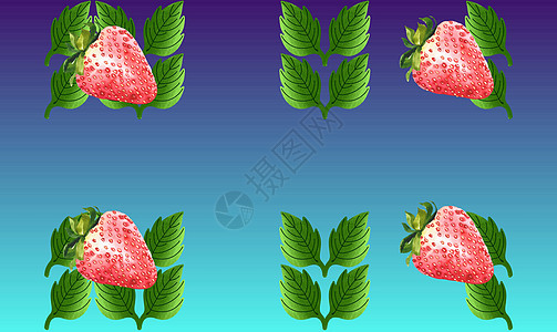 草莓和离开的数字纺织品设计绘画包装打印风格植物墙纸叶子花园水果食物图片