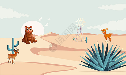 有些动物在沙漠森林里玩耍力量公园天空场地风景地面环境爬坡旅行插图图片