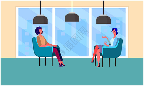 两名女性在办公室办公 参加商业会议咖啡店战略经理餐厅卡通片职业窗户团队微笑男人图片