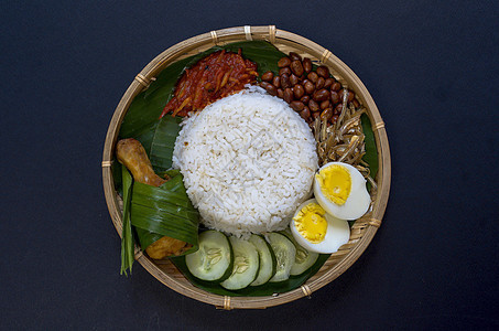 纳西莱马克马来语叶子小贩传统香料花生黄瓜食物美食椰子图片