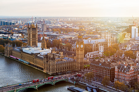 伦敦的航空全景观 对Parliamen之家的展望观光地标晴天眼睛旅行英语建筑日落天线吸引力图片