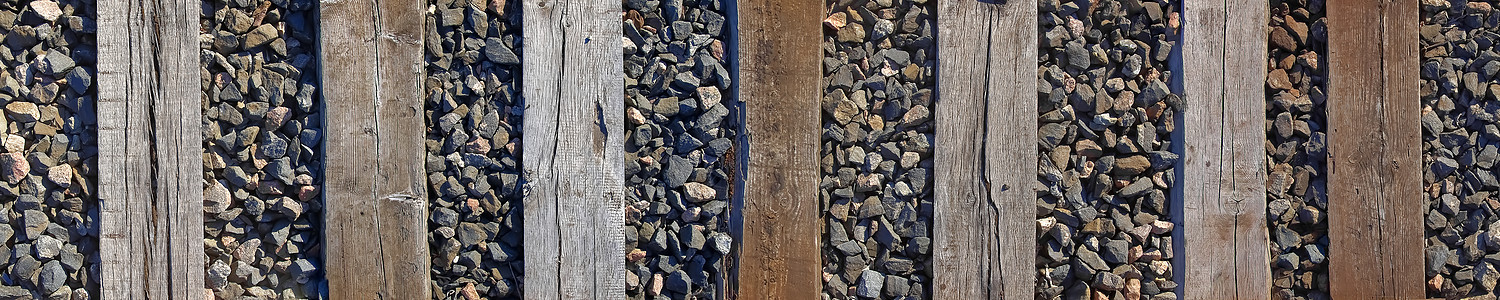 铁路全景拍摄的旧木枕火车旅行材料轨枕木材碎石技术金属枕木基础设施图片