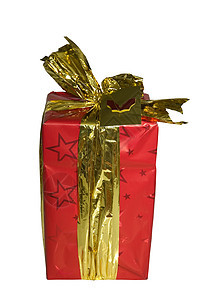 现 时红色丝带包装惊喜生日礼物金子图片