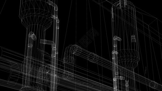 3d 3Gaff  工业建筑的电线框架模型燃料建造力量气体工厂金属工作管道技术植物图片