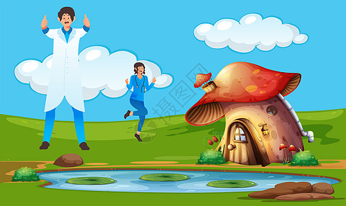 医生们在前卫跳舞房子微笑艺术符号孩子卡通片人士天空跑步男人图片