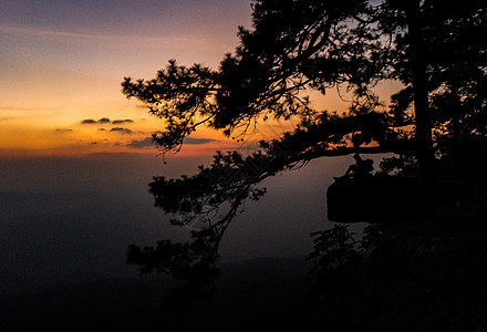 在的晚间风景悬崖蓝色旅游太阳天空阳光日落森林橙子国家图片