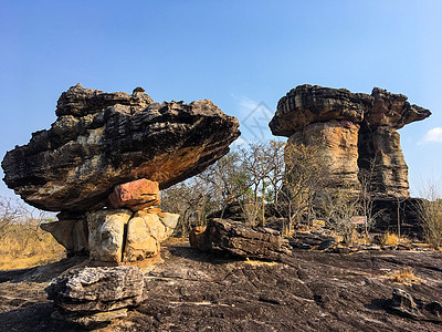 是一个形状像蘑菇的砂岩柱土壤地标历史性建筑学水土流失地质学国家侵蚀脆皮游客背景图片