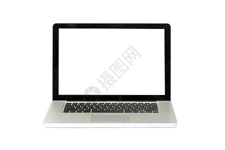 白色背景上孤立的膝上型计算机电子商业展示空白灰色桌面小路屏幕技术软垫图片