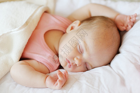 床上甜甜的小新生婴儿白色生活投标女儿幸福女孩毯子睡眠床单童年图片