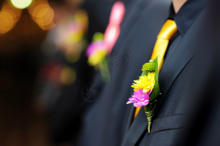 婚礼布顿男人引座员橙子庆典领带套装紫色纪念日扣眼外套图片
