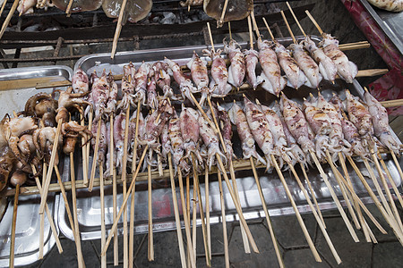 Crab市场 柬埔寨开普省Krong Kaeb海鲜食物旅行旅游美食鱿鱼螃蟹烤串炙烤烹饪图片