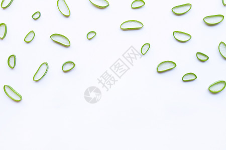白色背景上的 Aloe vera切片生长芦荟药品化妆品植物学温泉卫生床单热带植物图片