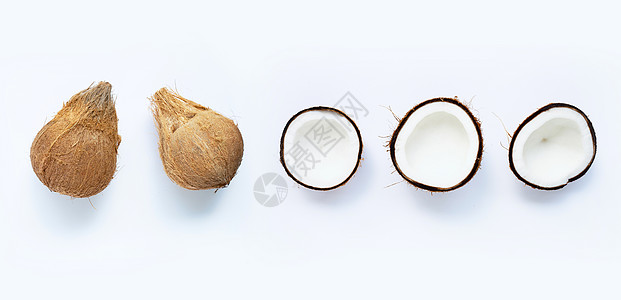 白色的开花椰子 热带水果的顶端景色疗法棕榈面包饮食营养木头休息异国芳香早餐图片