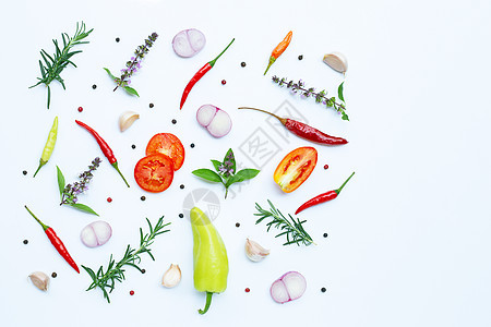 烹饪原料 各种新鲜蔬菜和白上草药智者食物胡椒厨房营养香料小吃饮食美食迷迭香图片