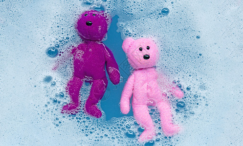 洗衣洗涤水溶解的肥玩具泰迪熊棉布洗衣店织物气泡黑发篮子衣服垫圈经济洗澡图片