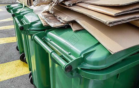 纸张废物分离街道扁平化垃圾箱回收盒子生态纸板垃圾绿色环境图片