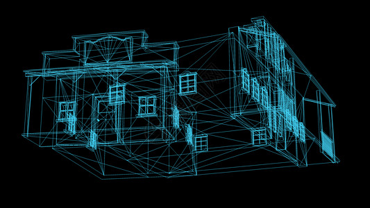 房子3d 渲染的隔离低聚图形设计插图建造绘画财产框架金属艺术项目网格建筑图片