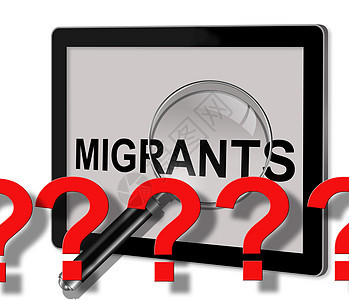移民寻找者战略白色避难所上诉危机药片红色插图问号背景图片