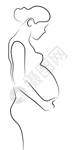 孕妇计算机轮廓女性艺术草图绘图母亲插图画笔黑与白图片