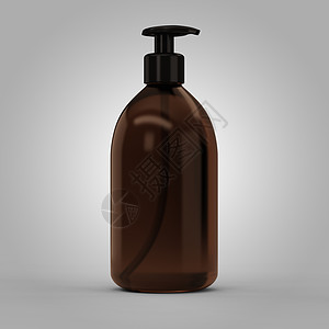 棕色透明塑料瓶 配有化妆品撒布机产品皮肤护理洗澡卫生插图洗发水液体洗剂包装背景图片