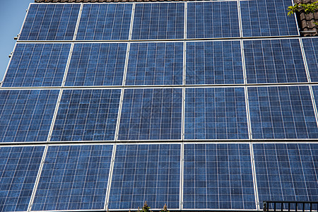 屋顶光伏太阳能电池房顶单晶电子产品能源能量活力太阳面板蓝色电气背景图片