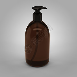 棕色透明塑料瓶 配有化妆品撒布机瓶子洗发水产品护理液体洗澡凝胶卫生肥皂塑料背景图片