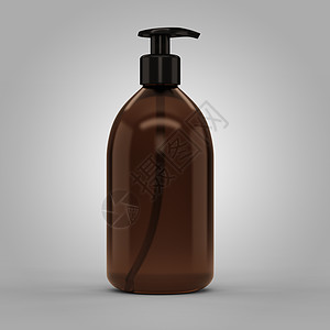 棕色透明塑料瓶 配有化妆品撒布机白色凝胶瓶子洗澡护理洗剂液体皮肤产品插图图片