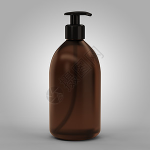 棕色透明塑料瓶 配有化妆品撒布机奶油泡沫洗澡产品润肤凝胶洗剂身体白色包装背景图片