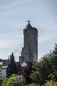 德国最好的保存城堡历史灰色石工王朝堡垒夹石废墟格劳爬坡天空背景图片