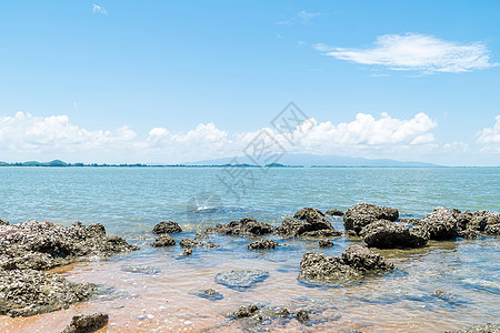 海滩和海与蓝天和礁岩海滩天空石灰石假期海洋波浪石头牡蛎岩石旅游架子图片