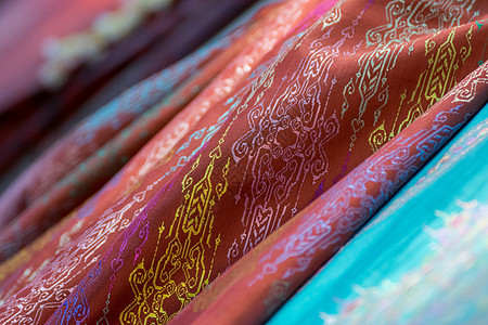 真丝织物泰国和亚洲风格纪念品手工业女性女士产品纹理衣服文化工艺丝绸图片