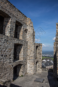 德国最好的保存城堡蓝色中产阶级废墟历史王朝天空格劳爬坡夹石堡垒背景图片