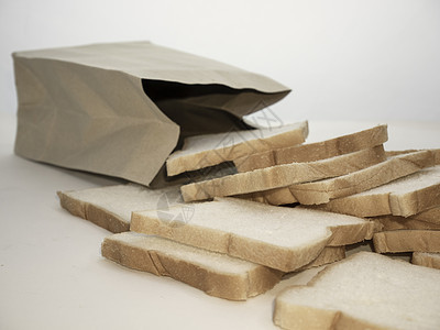 面包全切纸袋隔离在白色背景小麦健康绿色黑色营养早餐食物粮食午餐正方形图片