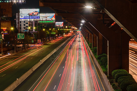 泰国曼谷市的夜间和交通城市天线建筑酒店地标市中心全景街道天空天际图片