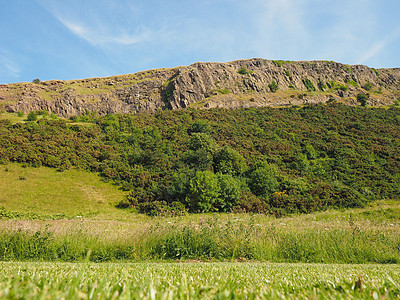 爱丁堡亚瑟的座位绿色全景场景公园图片