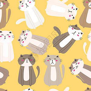 可爱的猫咪无缝图案背景 织物和礼品包装设计的矢量图解插图涂鸦墙纸手工宠物动物草图卡通片乐趣纺织品图片